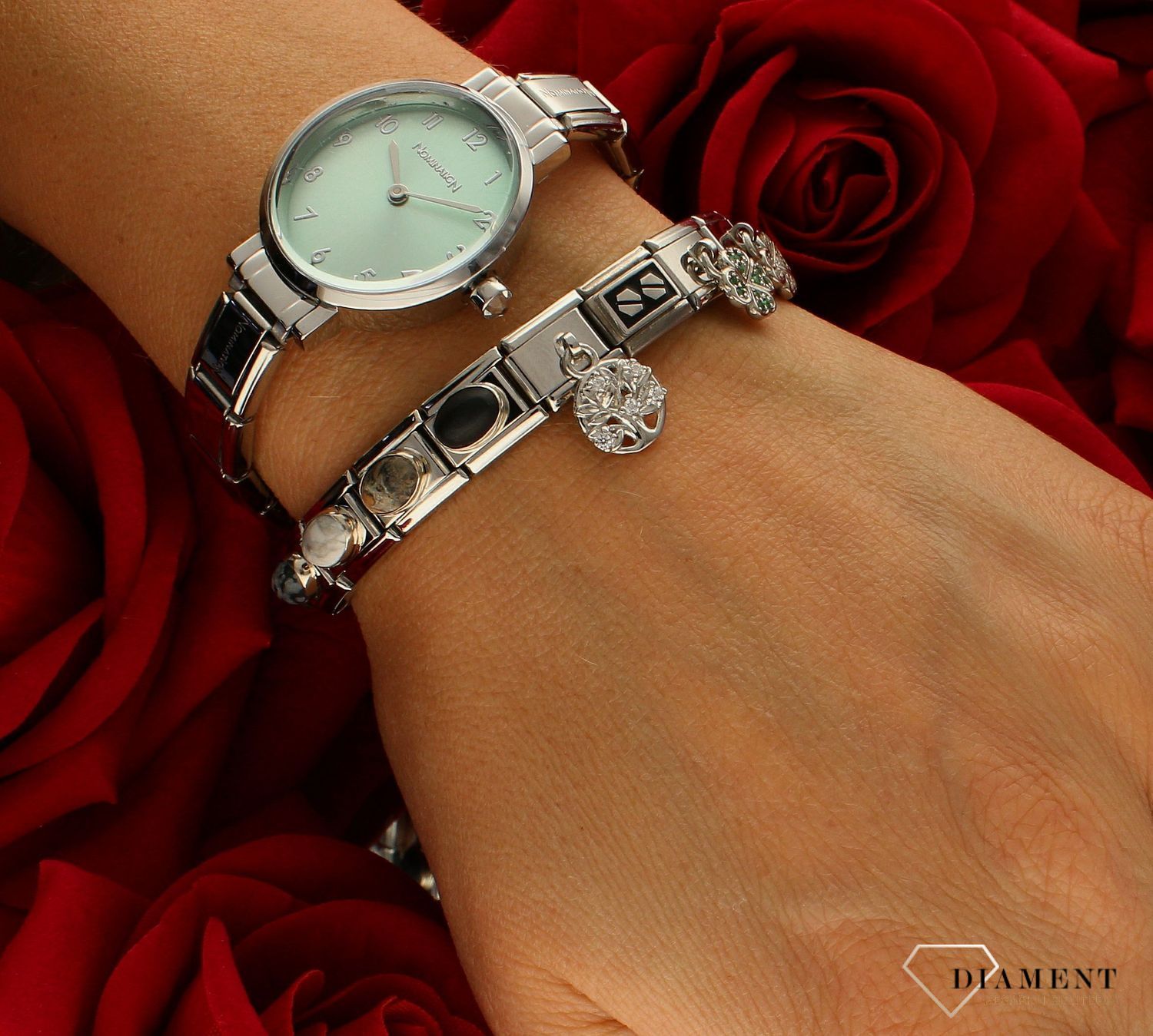 Nomination - Link 925 Srebrny z czarnym Onyksem paskowanym 330510 47.png